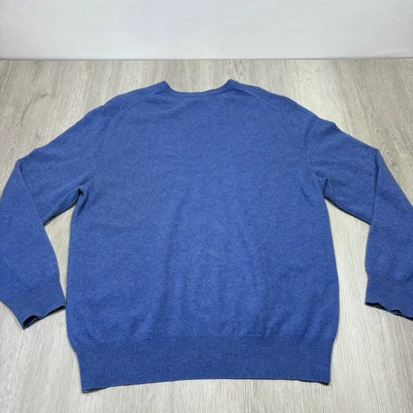 2 Daniel Cremieux Sweater Mens Large Black Cashmere V Neck Classic Pullover Blue - Picture 6 of 16